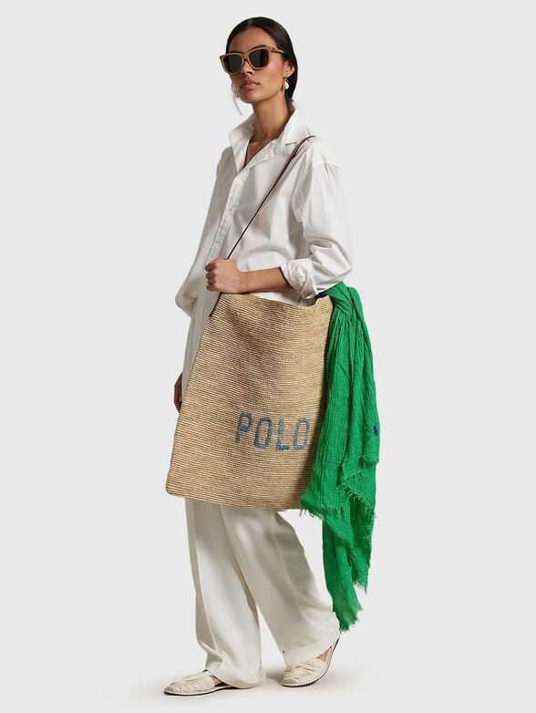 Logo raffia extra-large tote bag - 2