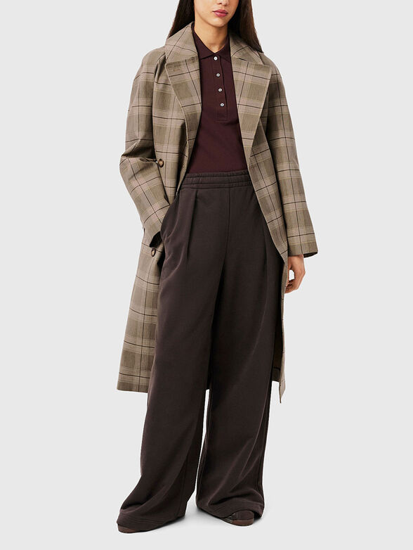 Checked coat with belt  - 1