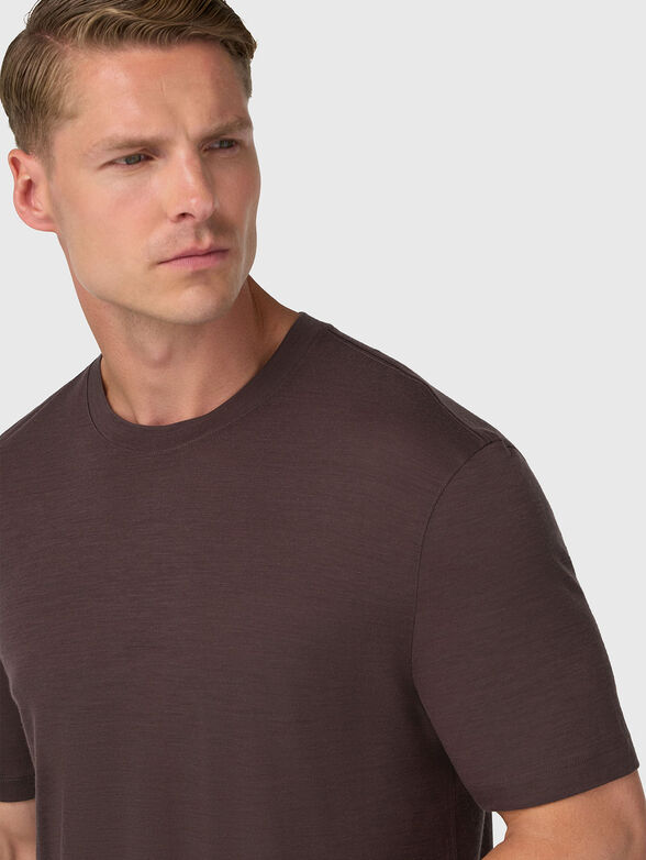 Brown T-shirt with crew neck - 4
