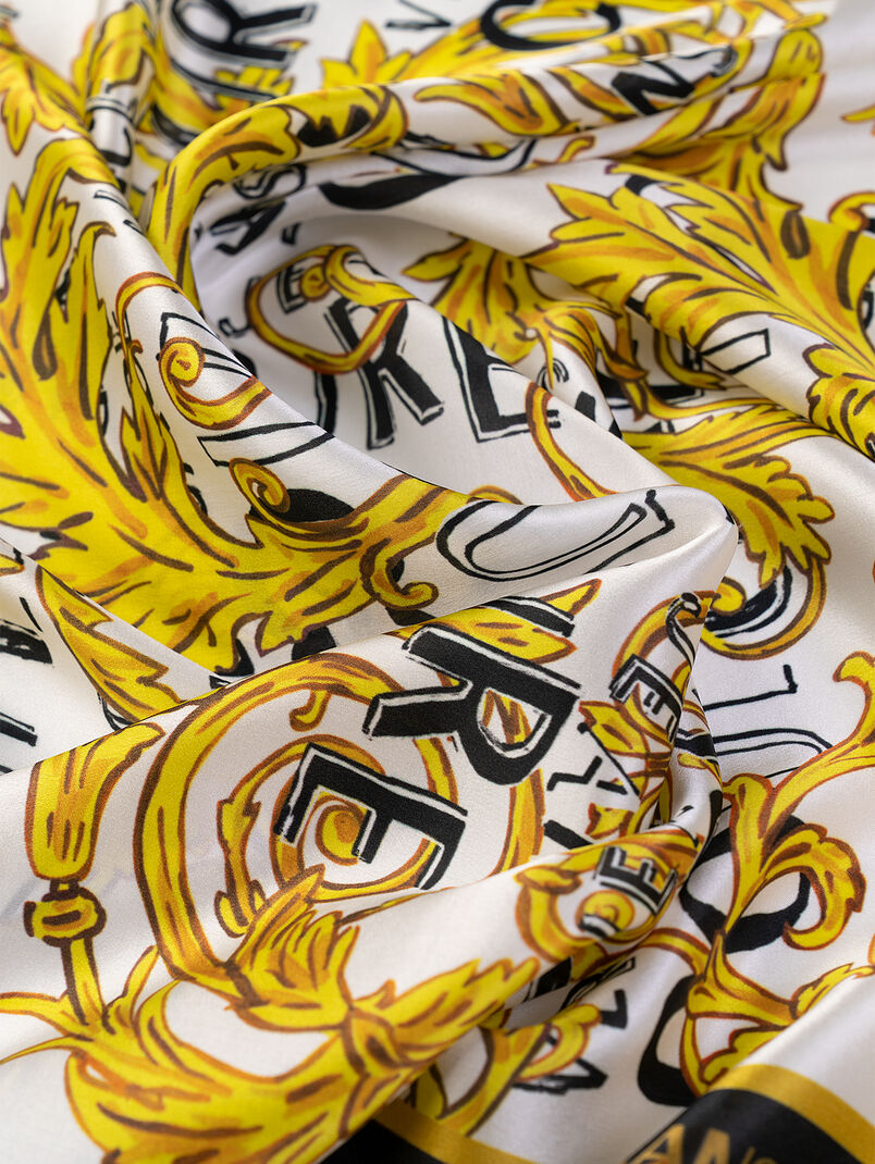 Square scarf with gold logo details - 3
