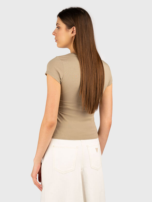 Cotton T-shirt with oval neckline and logo - 3