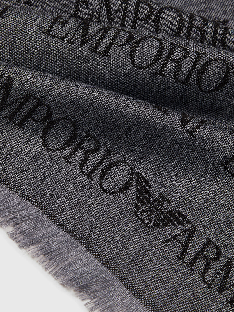 Wool blend scarf with monogram logo - 3