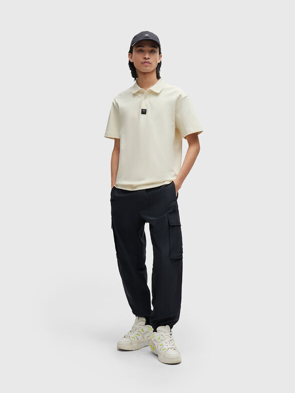 DEABONO black cotton polo shirt with logo patch - 2