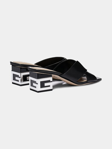 MADRA Black leather sandals with heel accent - 3