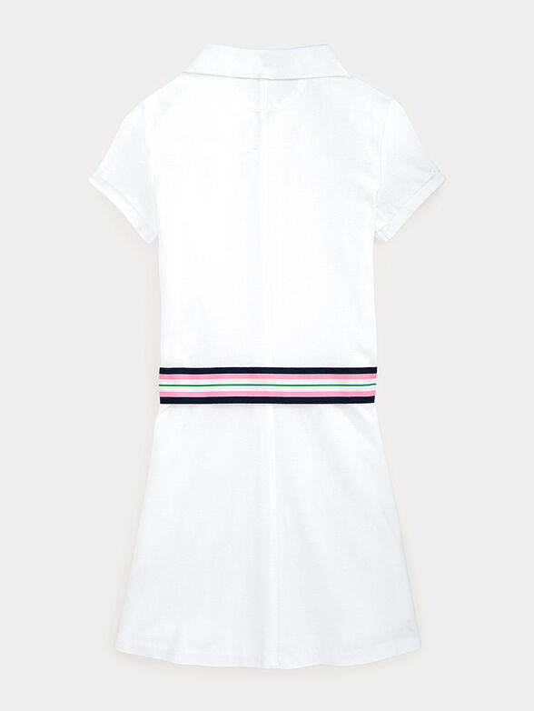 White dress with accent belt - 2