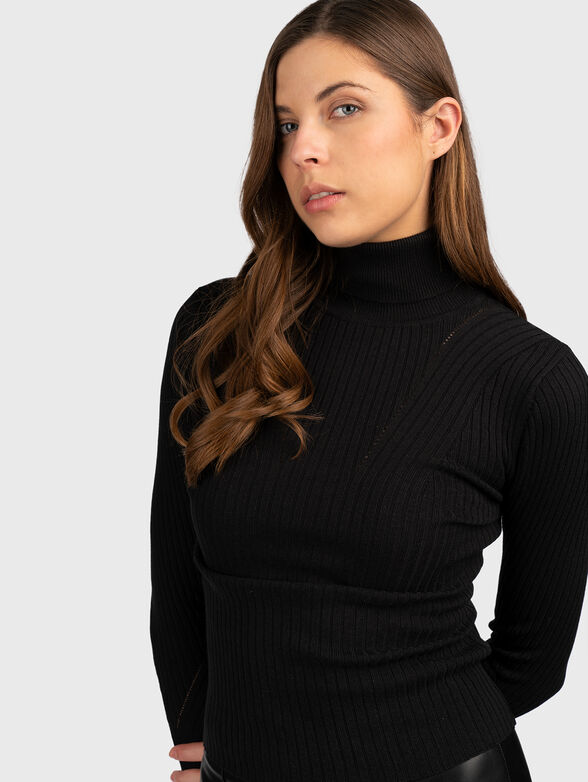 DALIA black polo collar shirt - 4