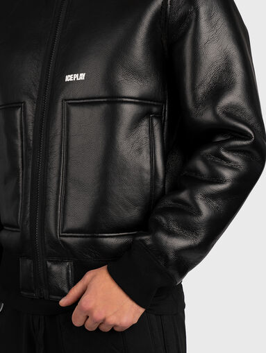 Faux leather bomber jacket - 4