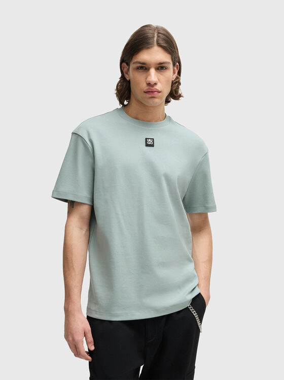 Cotton T-shirt with oval neckline in black - 1