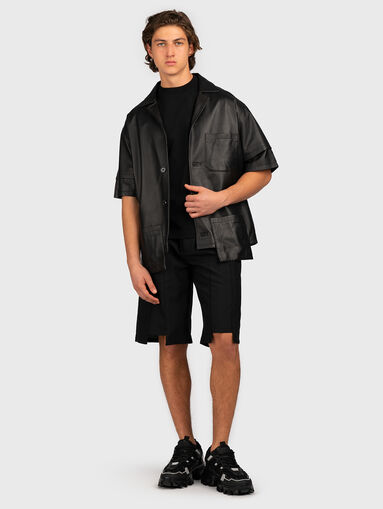 Black wool blend shorts - 5