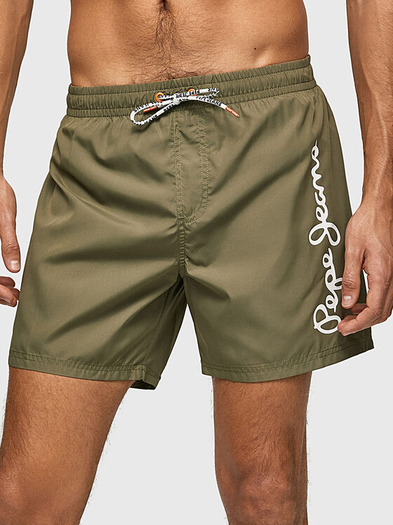  FINNICK black beach shorts with contrast logo  - 1