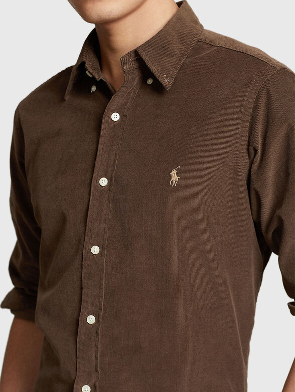 Brown logo cotton shirt - 4