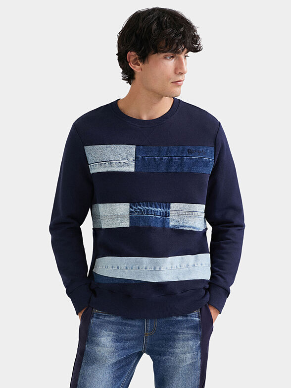 Plush sweatshirt denim patches - 1