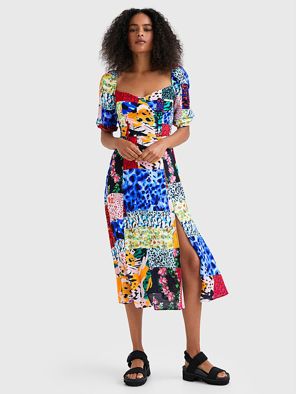 Midi dress with animal print - 1