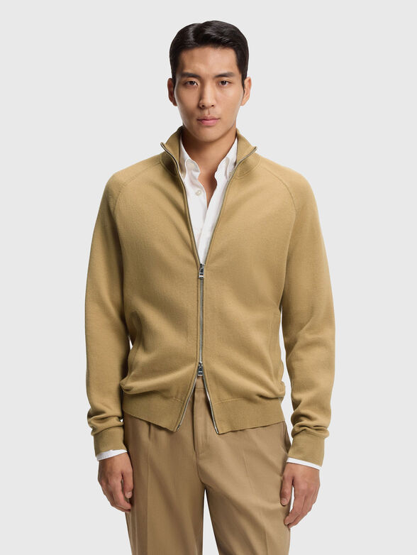 Wool and cotton cardigan with zip - 1
