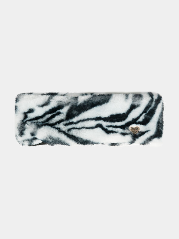 Faux fur headband with animal print - 1