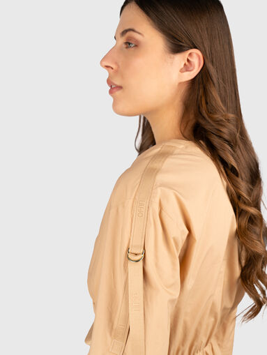 Cotton poplin midi dress with belt - 3