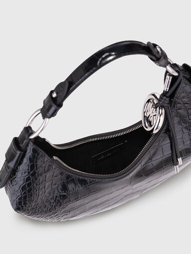 Leather shoulder bag with croco effect - 5