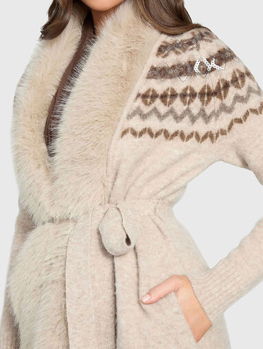 AKILAH wool blend cardigan with accent collar - 4