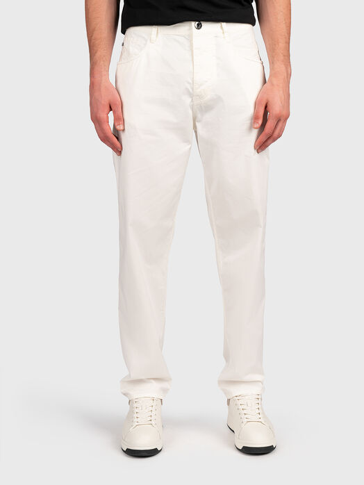 White cotton jeans with logo detail