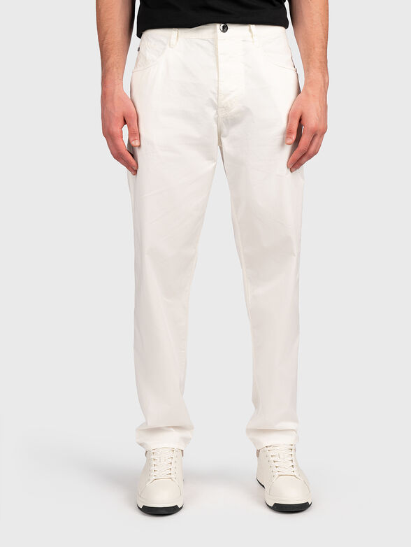 White cotton jeans with logo detail - 1