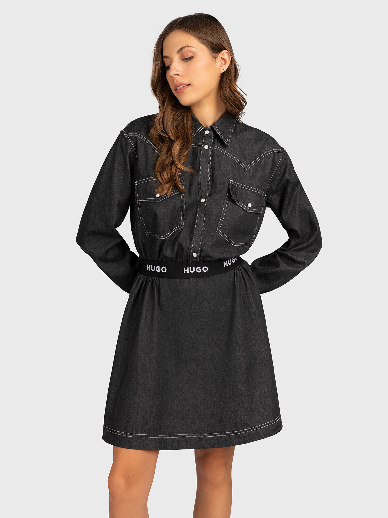 Denim dress with logo waistband brand HUGO Globalbrandsstore en
