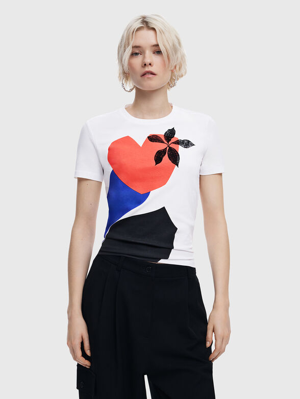 Cotton T-shirt with print - 0
