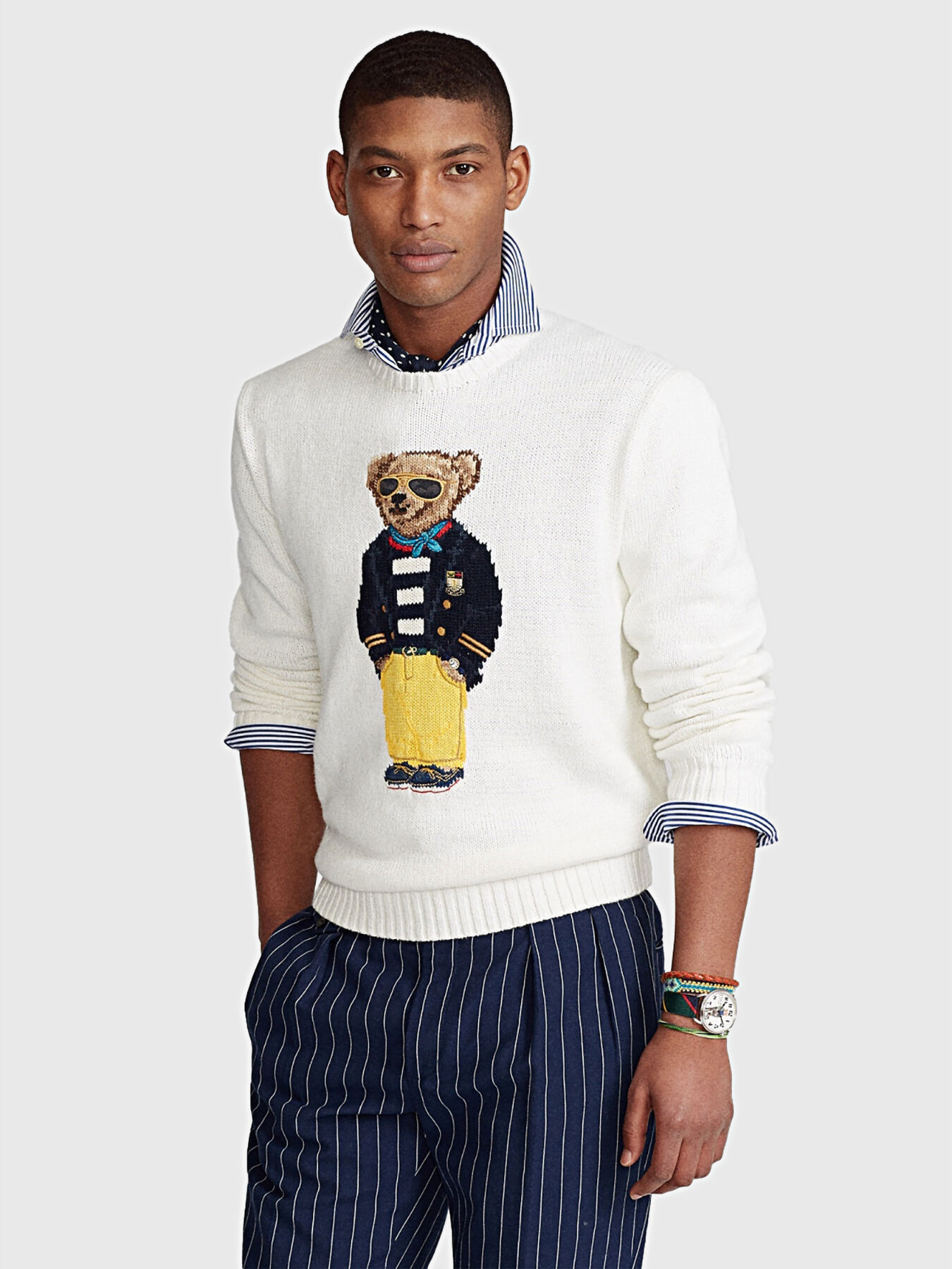 White polo teddy bear sweater cheap