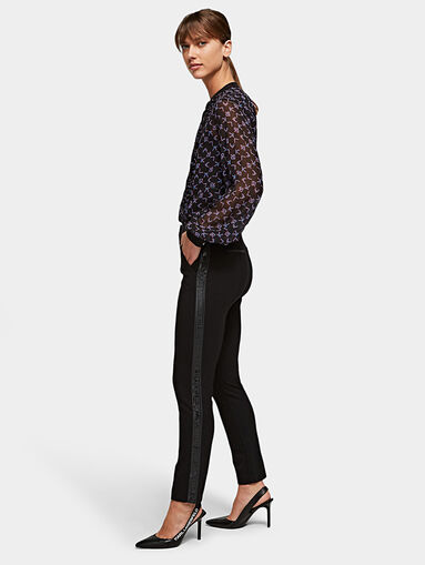 Black punto trousers with branded tapes - 3