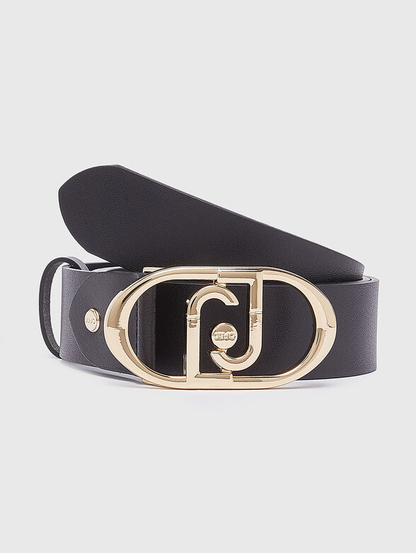 Leather belt with a gold-colored buckle - 1