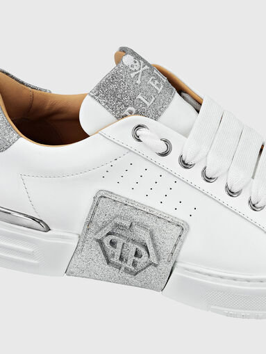 PHANTOM KICK$ white sports shoes with silver details - 3