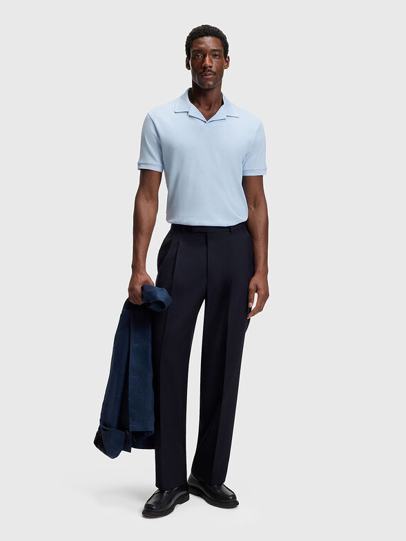 Light blue polo shirt with mixed texture - 2