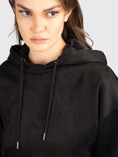 Black hooded sweatshirt with laces - 4
