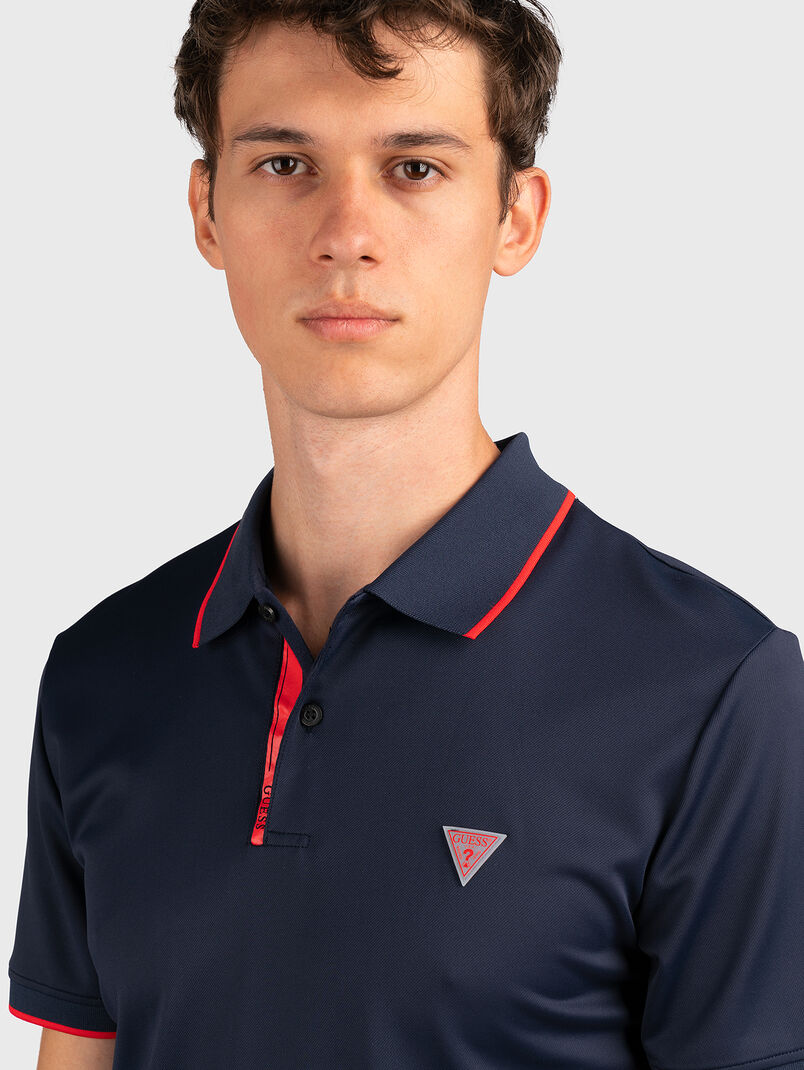 Dark blue polo shirt with contrast details - 3