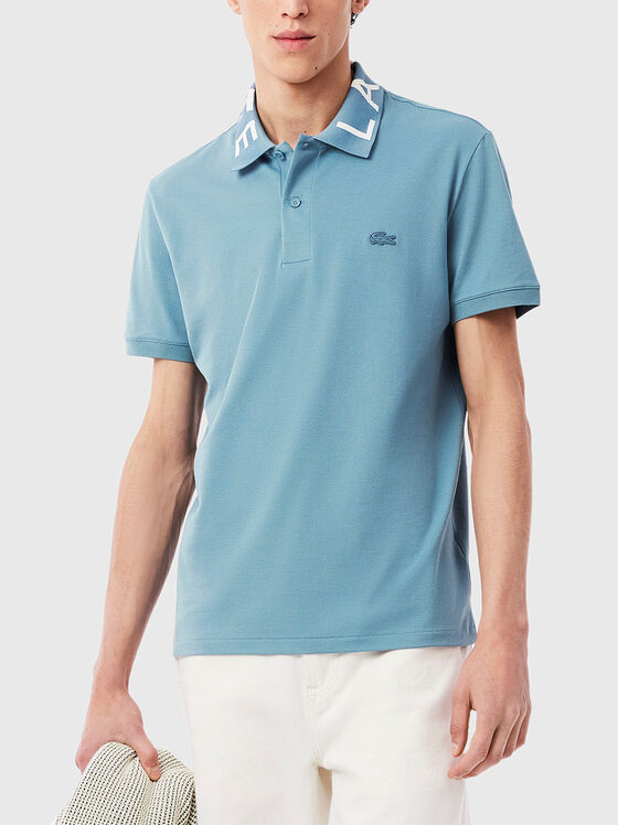 Cotton polo shirt in blue - 1