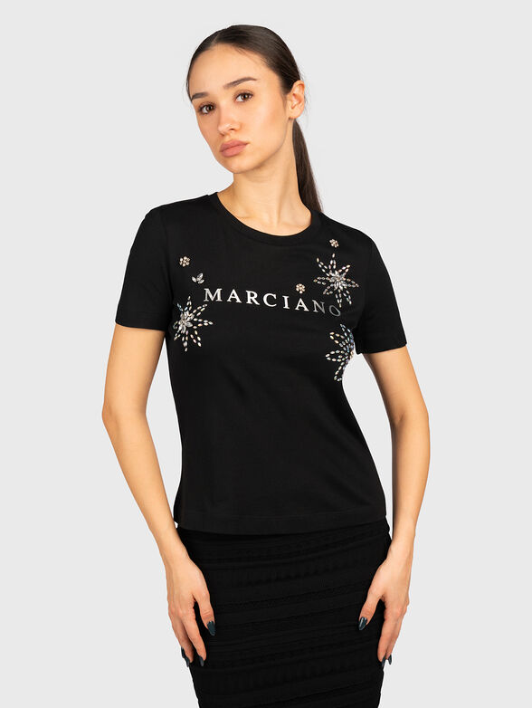 JENNIFER black T-shirt with rhinestones - 1