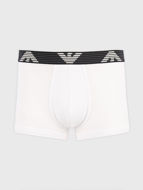 Cotton boxer shorts with contrasting logo - 1
