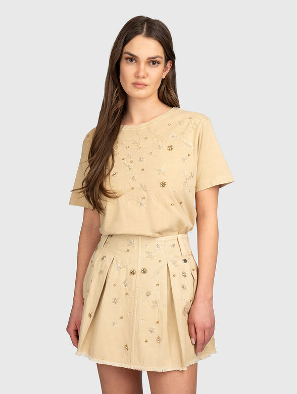 Cotton T-shirt with floral motifs - 1