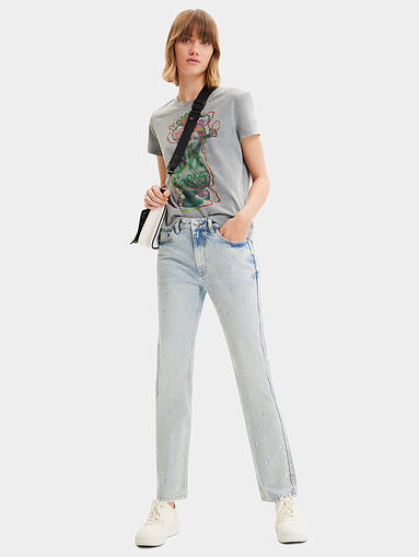 Blue jeans with gemstones - 4