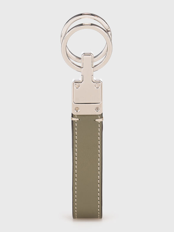 Green leather keyring - 2
