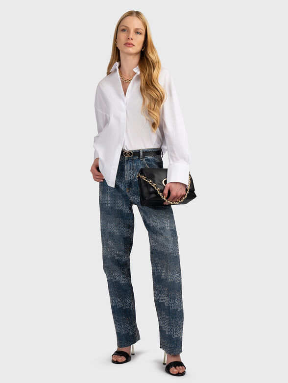 Cotton blend shirt with accent buttons - 2