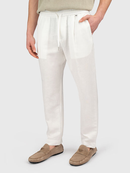 Linen-blend trousers