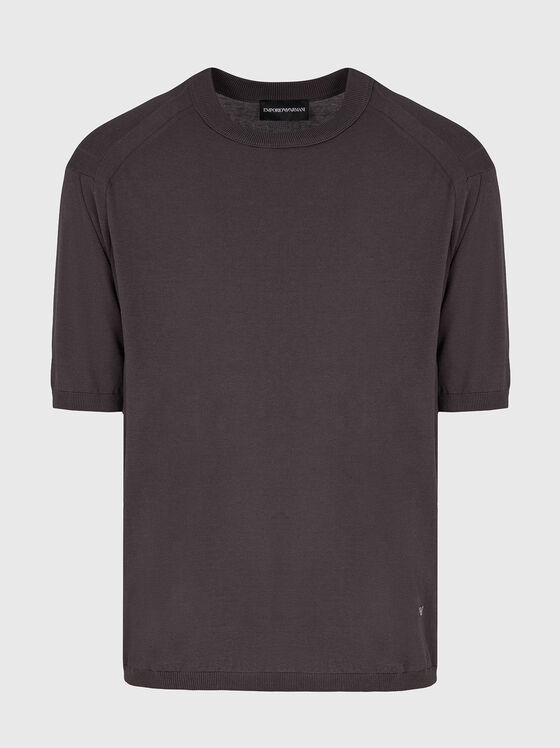 Тениска с копринен бленд и лого - 1