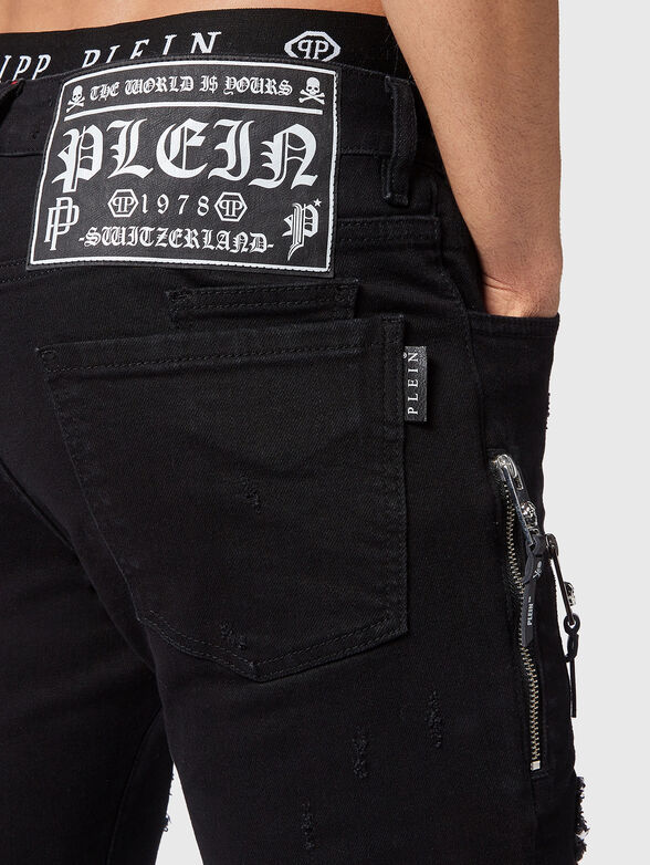 Black jeans with accent zips and patches - 3