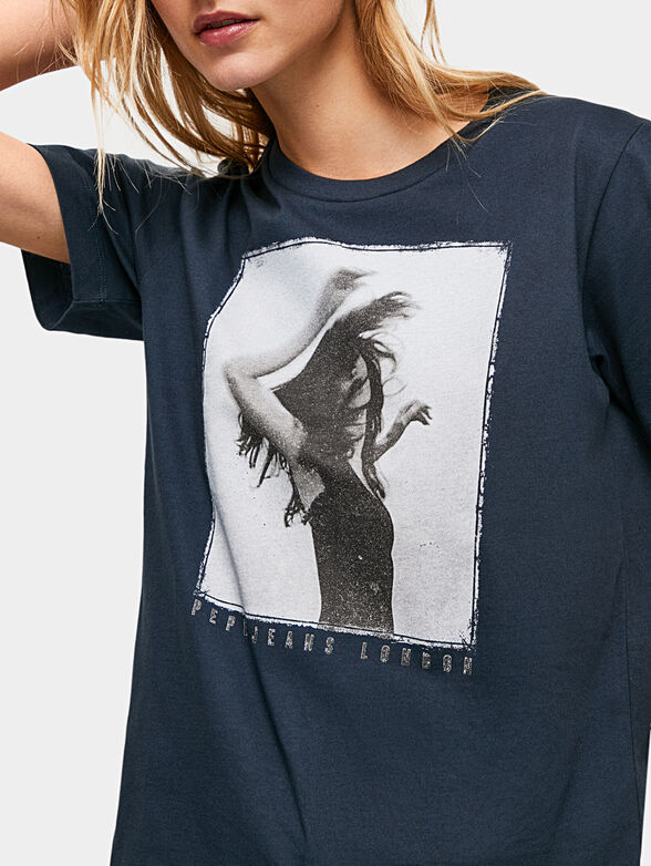 SONYA blue T-shirt with print - 4