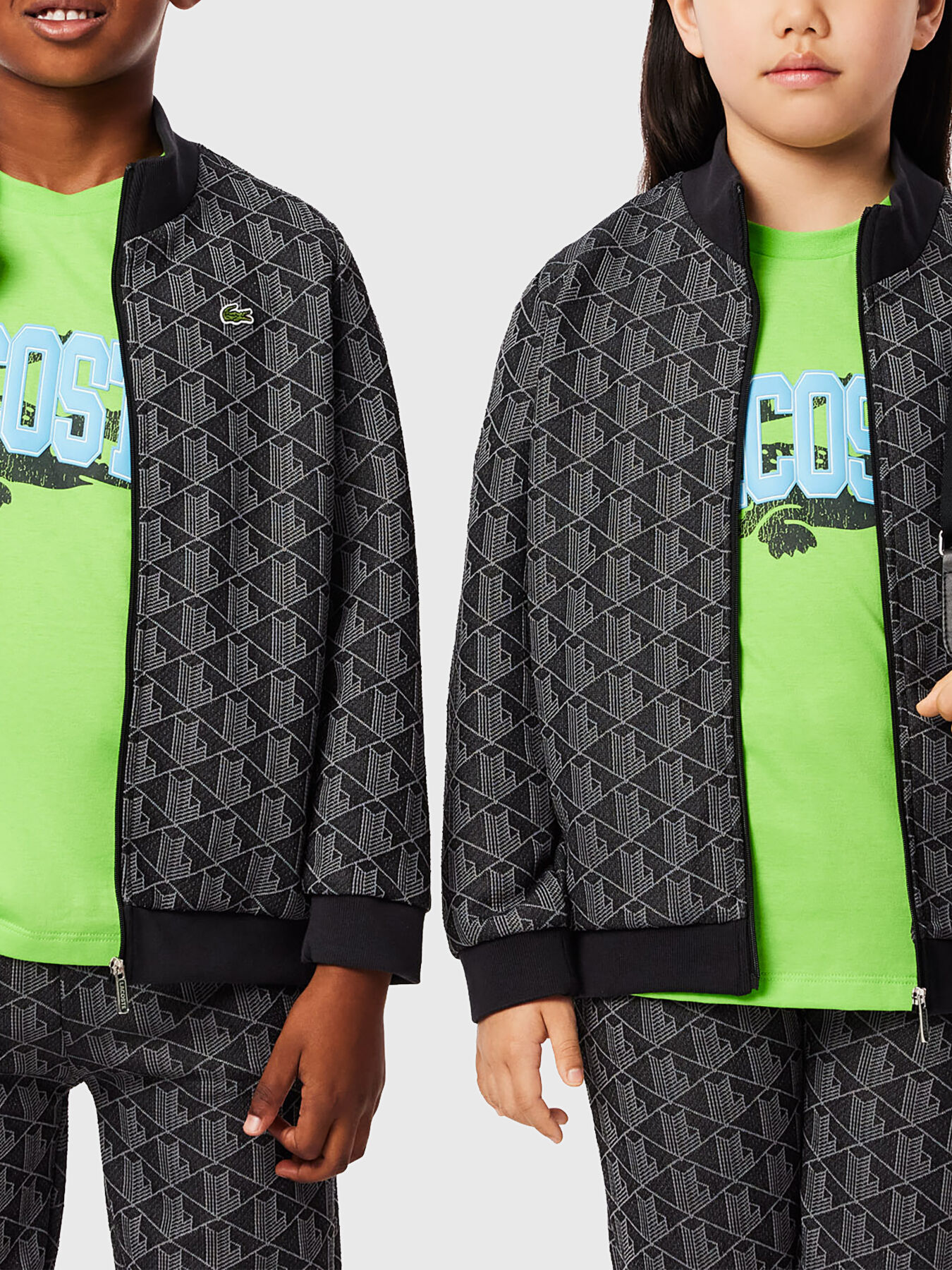 Black sweatshirt with geometric pattern brand LACOSTE