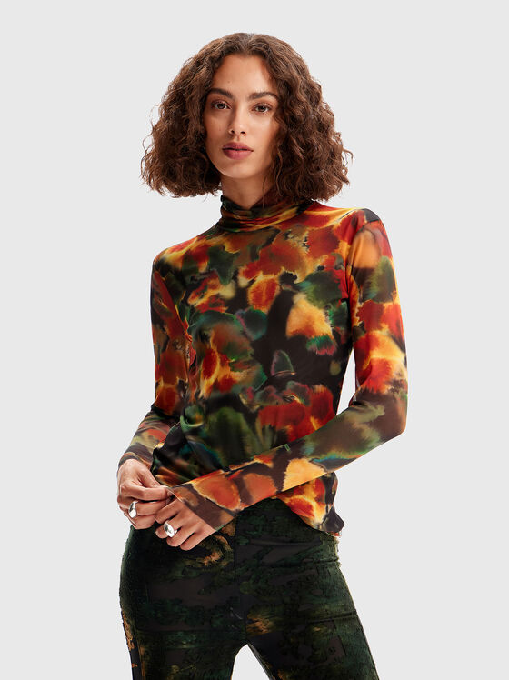 Blouse with low polo collar  - 1