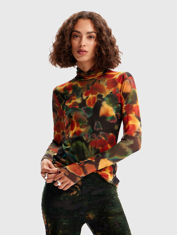 Blouse with low polo collar  - 1