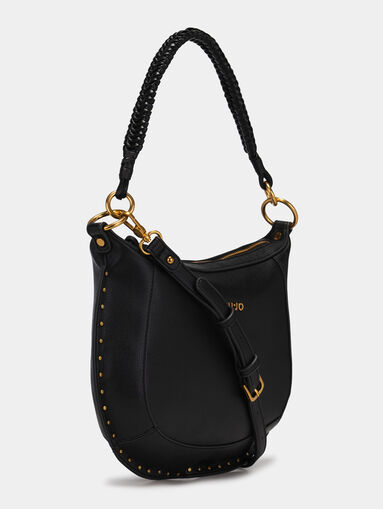 Black hobo bag with golden studs - 4