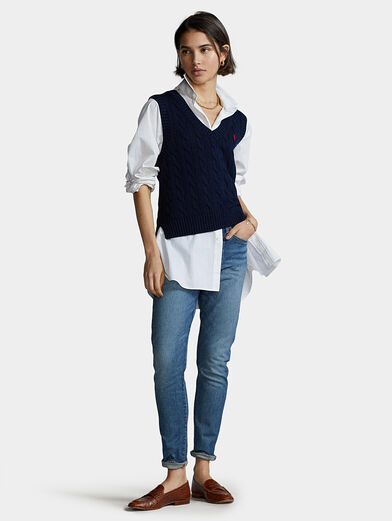 Sleeveless knit sweater with logo embroidery - 2