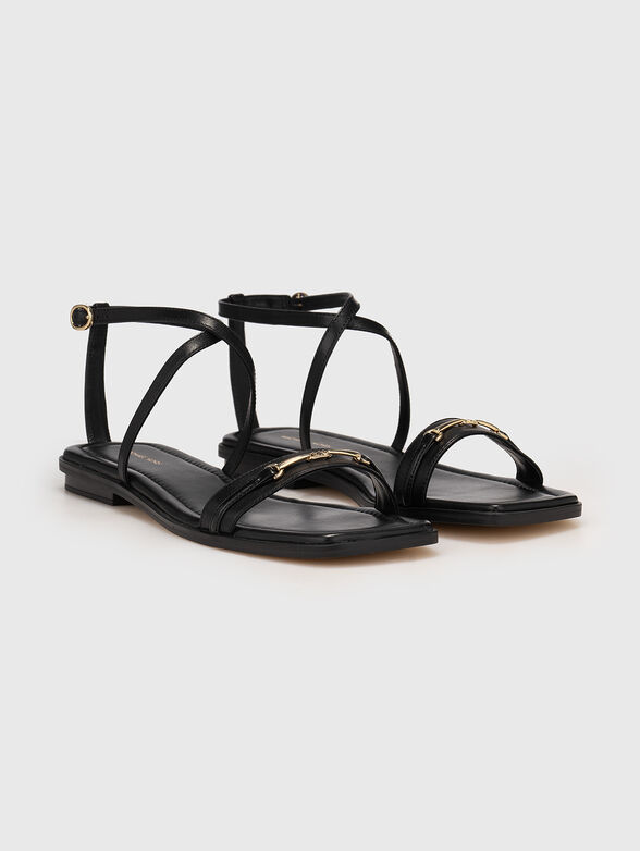 Leather sandals with logo - 2